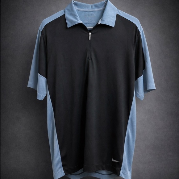 Nike Other - Nike Golf Dri-Fit 1/4 Zip Polo Black Blue Men’s Medium Performance